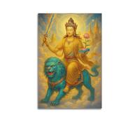 Toile murale moderne pour décoration murale - Affiche d'art religieux représentant la statue de Manjushri transmettant la paix, la sagesse, la guérison, l'art décoratif 40 x 60 cm, sans cadre
