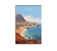 Toile murale moderne pour décoration murale familiale - Poster de paysage du Cap-Vert ville côtière - Art décoratif - 60 x 90 cm - Style sans cadre
