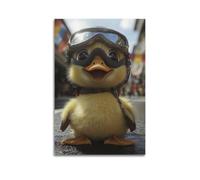 Toile murale moderne pour décoration murale - Poster animal adorable canard en train de piloter - Art décoratif - 50 x 75 cm - Style sans cadre