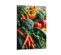Toile murale moderne pour famille - Affiche de nourriture - Légumes frais - Paysage transmettant la fraîcheur de la guérison - Art décoratif chaud - 60 x 90 cm - Style cadre