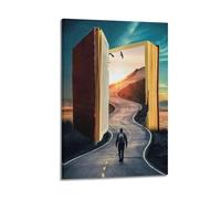 Toile murale moderne pour famille - Poster créatif - Voyageur de route dans un livre - Décoration poétique 40 x 60 cm - Style cadre