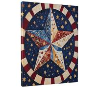 Toile murale motif étoiles, rouge et bleu, étoiles rustiques brillantes, décoration d'intérieur américaine, pour salon, chambre à coucher, bureau, sans cadre, 30,5 x 40,6 cm