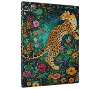 Toile murale motif léopard coloré, tigre floral vert, décoration d'intérieur vibrante pour salon, chambre à coucher, salle à manger, sans cadre, 30,5 x 40,6 cm