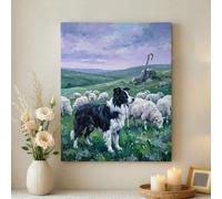 Toile murale motif mouton pastoral noir et blanc, décoration murale rustique pour salon, chambre à coucher, ferme, 40,6 x 50,8 cm