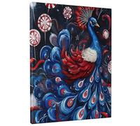 Toile murale motif paon vibrant, peinture d'oiseau exotique bleu rouge, décoration murale abstraite pour salon, chambre à coucher, vacances et décoration saisonnière, sans cadre, 40,6 x 50,8 cm