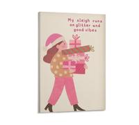 Toile murale « My Sleigh Runs on Glitter And Good Vibes » - Impression sur toile pour salon, chambre à coucher, salle de bain, bureau - 30 x 45 cm