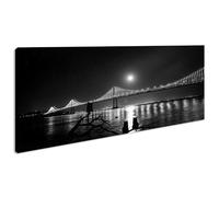 Toile murale panoramique Pont de San Francisco - 80 x 40 cm - Effet : noir/blanc - Impression numérique de qualité supérieure avec cadre en bois véritable