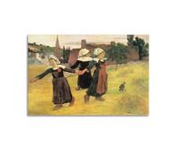 Toile murale Paul Gauguin Peintre Œuvres de peintre (filles bretonnes dansantes) Décoration murale pour salon 40 x 60 cm