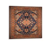 Toile murale persane traditionnelle avec motif bleu et orange - 30,5 x 30,5 cm - Impressions sur toile d'œuvre d'art moderne pour chambre à coucher, salon, cuisine