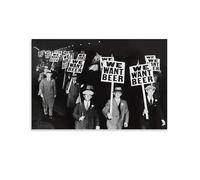 Toile murale Prohibition Beer Protest noir et blanc - Affiche d'œuvre d'art pour salon, chambre à coucher, salle de bain, bureau - 40 x 60 cm