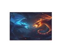 Toile murale représentant des combats de dragons, idéale pour le salon, la chambre d'un garçon ou d'une fille, 50 x 75 cm