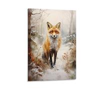 Toile murale représentant un renard dans un paysage champêtre, décorations murales vintage pour salon, animal rustique à accrocher, œuvres d’art murales