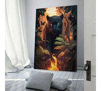 Toile murale représentant une Panthère noire ardente, décoration pour chambre à coucher, salon, adolescente, femme, 60 x 90 cm
