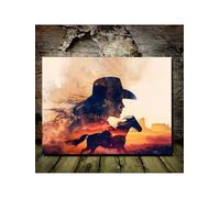 Toile murale représentant une silhouette de cheval en denim, affiches et impressions abstraites créatives pour décoration d'intérieur (40 x 60 cm, cadre intérieur)