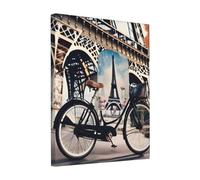Toile murale romantique Paris Tour Eiffel Bycicle sans cadre 20,3 x 25,4 cm