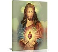 Toile murale Sacré Cœur de Jésus Art Décor Believer Faith Christ Catholique pour impression Poster Images pour salon salle à manger encadrée