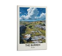 Toile murale The Burren Travel Irlande - Affiche d'œuvre d'art pour salon, chambre à coucher, salle de bain, bureau - 30 x 45 cm
