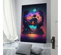 Toile murale « The_hut_on_the_island » pour chambre à coucher, décoration de salon, pour adolescentes, filles, femmes, 20 x 30 cm