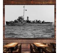 Toile murale USS England and the Invasion of South Pacific Flag Banner WW II Military Historical Posters & Prints Décoration murale Tapisserie pour chambre, maison, 96,5 x 145,2 cm