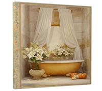 Toile murale vintage à imprimé floral d'automne pour salle de bain, salon, chambre à coucher, salle de bain, 30,5 x 30,5 cm