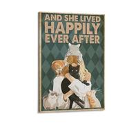 Toile murale vintage avec motif chat perdu, œuvre d'art pour salon, chambre à coucher, salle de bain, bureau - 40 x 60 cm