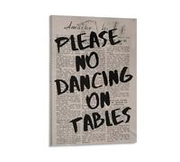 Toile murale vintage avec poèmes inspirants « Please No Dancing On Tables » - Impression pour appartement, chambre à coucher, salon - 50 x 75 cm