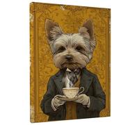 Toile murale vintage chien - Impression portrait du Yorkshire Terrier marron et jaune - Décoration d'intérieur amusante pour salon, chambre, café, art animal - 20,3 x 30,5 cm