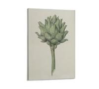 Toile murale vintage d'artichaut vert botanique vert - Affiche d'œuvre d'art pour salon, chambre à coucher, salle de bain, bureau - 40 x 60 cm