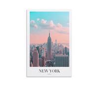 Toile murale vintage de New York - Motif horizon de New York - Affiche d'œuvre d'art pour salon, chambre à coucher, salle de bain, bureau - 50 x 75 cm