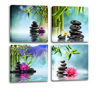 Toile murale zen à 4 panneaux - Impressions sur toile de 30,5 x 30,5 cm pour décoration de bureau, salon, chambre à coucher, salle de bain