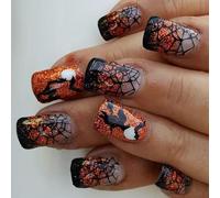 Toile noire à presser sur le thème de l'Halloween, motif sorcière, carré court pour femme, accessoires de fête, costume d'Halloween pour femme