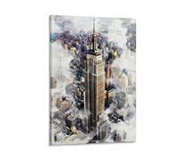 Toile Oeuvre Peinture 40 * 60cm Senza Cornice Poster retrò dell'Empire State Building Poster moderno della decorazione della parete dell'ufficio della camera da letto della casa
