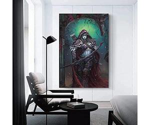 Toile Oeuvre Peinture sans Cadre Lady Sylvanas Windrunner World of Warcraft Affiche Salon Chambre Peinture Oeuvre 60x90cm
