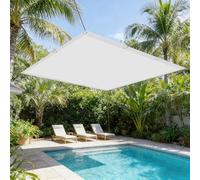 Toile Ombrage 100 x 110 cm Imperméable, Anti-UV Toile Ombrage Exterieur avec Oeillets et Cordons sans Perçage pour Extérieur Camping et Pelouse, Pergola, Blanc