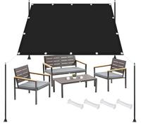 Toile Ombrage 120 x 450 cm Multi Couleur et Taille, Durable, Coupe-Vent, Voile d'ombrage Carré Balcon Couverture avec Cordons et Oeillets pour Pergola/Patio Lawn/Carport, Noir