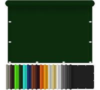 Toile Ombrage 155 x 270 cm Filet Brise Vue UV Protection Résistant Aux Déchirures, sans Perçage Coupe-Vent avec Cordes de Fixation pour Jardins, Balcon et Pergola, Vert Foncé