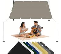 Toile Ombrage 160 x 490 cm Imperméable, Anti 98% UV, Protection Solaire, Polyester Anti-Déchirure, Voile d'ombrage Imperméable, avec Œillets et Cordes pour Jardin Balcon, Kaki