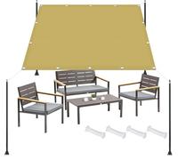 Toile Ombrage 170 x 240 cm Durable, avec Protection UV, Résistant à La Pluie, Couverture d'ombrage Extérieure avec Cordons et Oeillets pour La Cour de Jardin en Plein Air, Jaune Sable