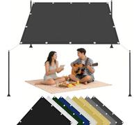Toile Ombrage 190 x 490 cm Imperméable, Anti 98% UV, Protection Solaire, Polyester Anti-Déchirure, Voile d'ombrage Imperméable, avec Œillets et Cordes pour Jardin Balcon, Gris Foncé