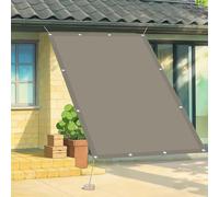 Toile Ombrage 200 x 380 cm Imperméable, Protection Rayons UV Voile d'ombrage Rectangulaire avec Cordes de Fixation pour Balcon, Serre, Plantes, Terrasse, Clapier, Piscine, Kaki