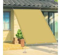 Toile Ombrage 210 x 380 cm Imperméable, Protection Rayons UV Voile d'ombrage Rectangulaire avec Cordes de Fixation pour Balcon, Serre, Plantes, Terrasse, Clapier, Piscine, Couleur Crème