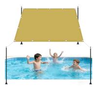 Toile Ombrage 260 x 490 cm Imperméable, Anti 98% UV, Protection Solaire, Polyester Anti-Déchirure, Imperméable Bache Ombrages, avec Œillets et Cordes pour Jardin Balcon, Jaune Sable