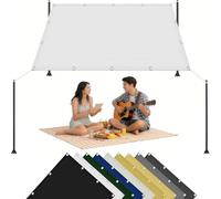 Toile Ombrage 430 x 490 cm Imperméable, Anti 98% UV, Protection Solaire, Polyester Anti-Déchirure, Voile d'ombrage Imperméable, avec Œillets et Cordes pour Jardin Balcon, Blanc