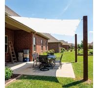 Toile Ombrage 525 x 525 cm Toile PES Résistant à l'eau Résistant Aux UV Aux Déchirures PES avec, Filet Ombrages Cordes de Fixation et avec Œillets pour Camping, Blanc