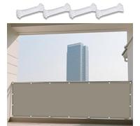 Toile Ombrage Imperméable 136 x 200 cm Protection Solaire Polyester Toile d'ombrage Pergola avec Oeillets Cordons pour Patio Balcon Jardin Terrasse Extérieur, Taupe
