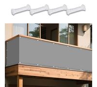 Toile Ombrage Imperméable 190 x 490 cm Protection des Rayons UV à 98% Serres Filet Coupe-Vent avec Oeillets et Cordons Idéal pour Jardin, Balcon et Terrasse, Gris Clair