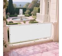 Toile Ombrage Imperméable 72 x 265 cm Polyester Anti-Déchirure Résistant Aux UV Brise Vue avec Oeillets Cordons pour Terrasse Jardin Extérieur Balcon, Blanc