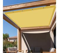 Toile Ombrage Imperméable Rectangulaire 380 x 445 cm Toile PES Résistant à l'eau Protection Voile Solaire Imperméable Protection UV pour Jardin Extérieur Terrasse Cour, Jaune Sable