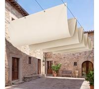 Toile-Ombrage Rétractable Vague 140 x 145 cm Multi Couleur et Taille Imperméable Multi Couleur Taille Voile-D'Ombrage Protection UV pour Patio Terrasse Extérieur, Ivoire