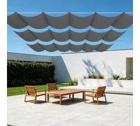 Toile Ombrage Rétractable Vague 200 x 300 cm Toile Imperméable Rectangulaire Imperméable avec Oeillets et Cordons pour Patio Balcon Jardin Terrasse Extérieur, Gris Foncé